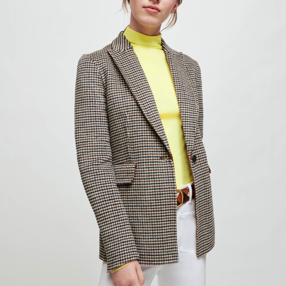 MAJE DOUBLE-SIDED CHECKERED FITTED JACKET